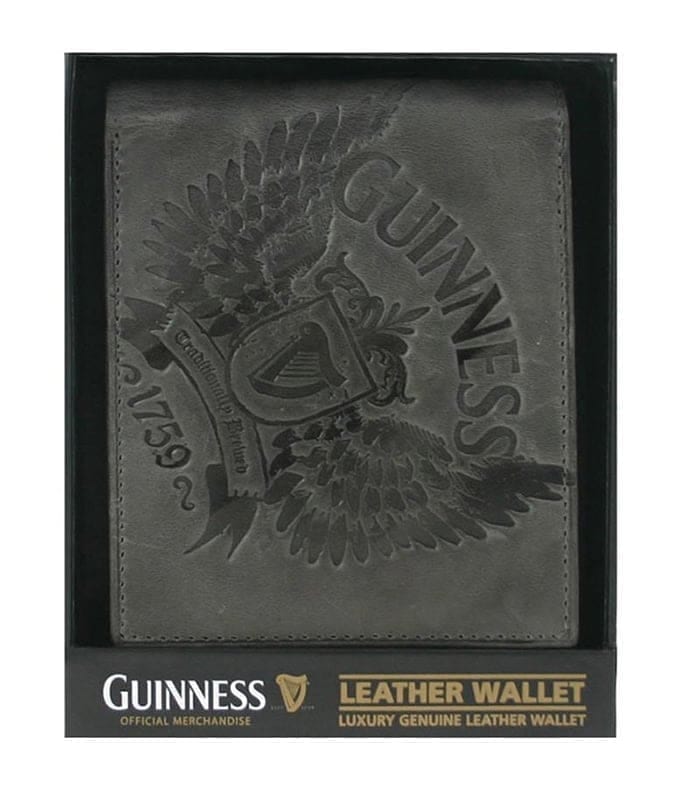 Guinness Grey Leather Wallet – Wings Collection Bifold - Irish Gifts & Accessories