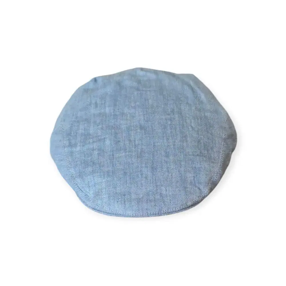 Irish Linen Cap in Powder Blue – Handmade by Hatman of Ireland - Irish Linen Caps - Image 1